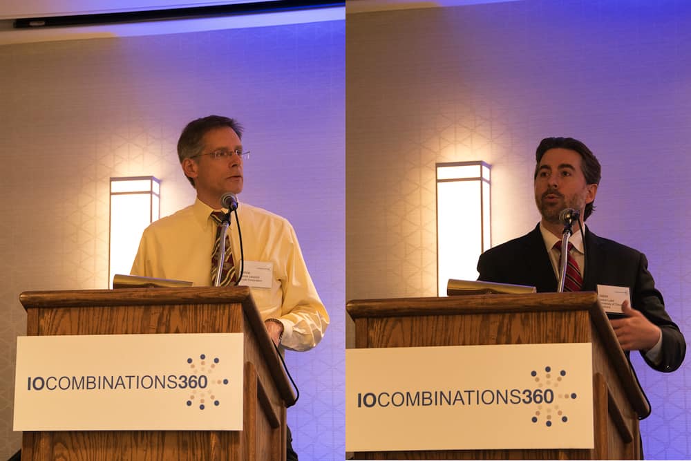 Lance Leopold, M.D., (L) of Incyte Corporation, and Jason Luke, M.D., (R) of the University of Chicago