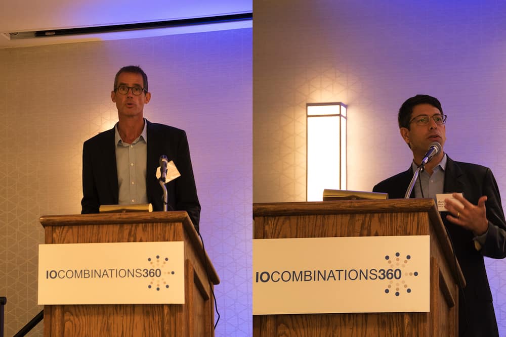 Dirk Jäeger, M.D., (L) of University Medical Center Heidelberg, and Mark Paris, Ph.D., (R) of Mitra Biotech