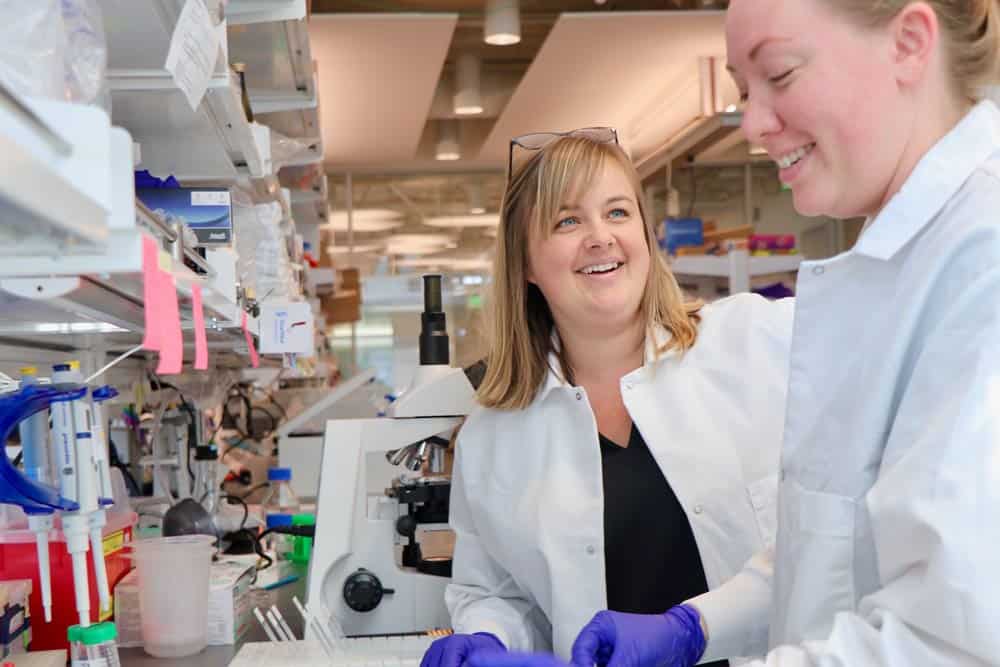 Amanda Lund, Ph.D., in her lab at Oregon Health and Science University