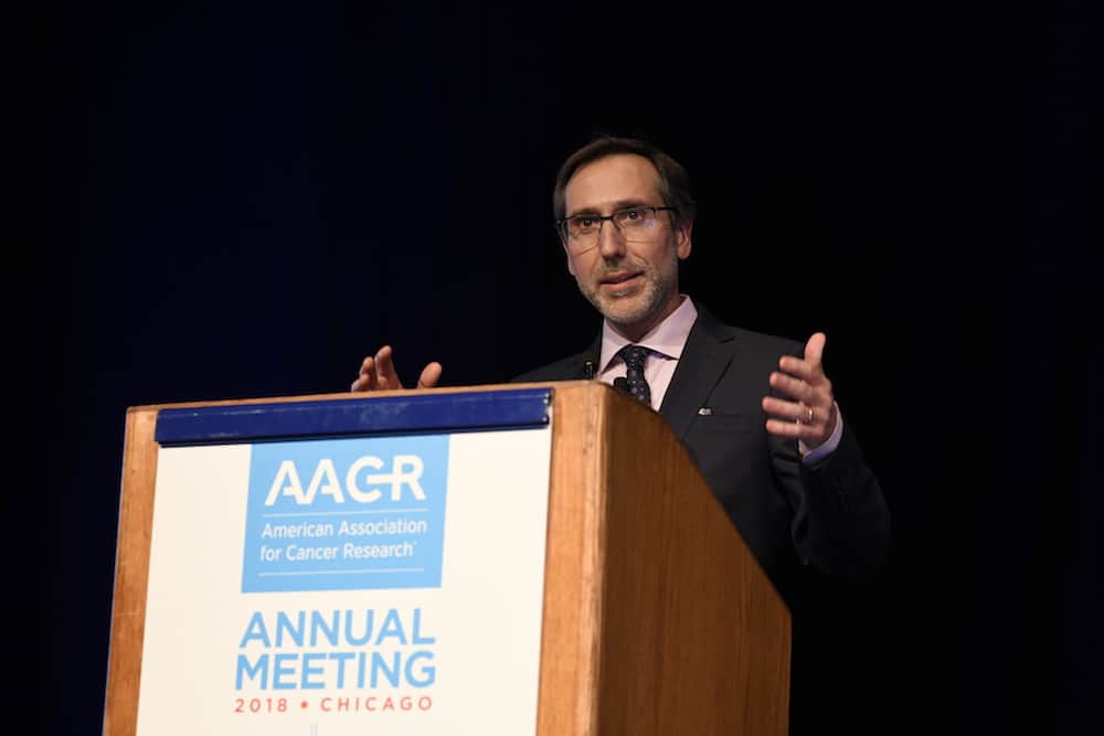 Antoni Ribas, M.D. speaking at his AACR-CRI Lloyd J. Old Award lecture