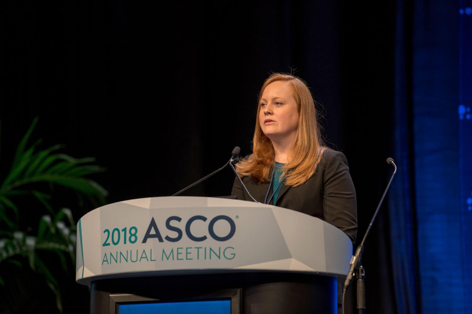 Kathryn Arbour speaking at ASCO18