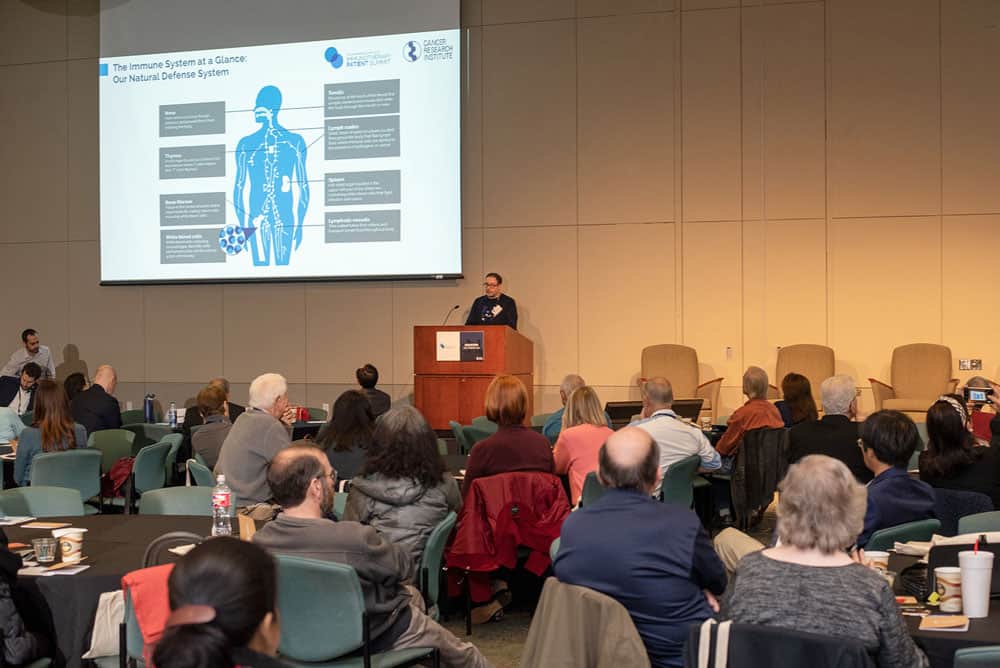 Dr. Adi Diab discusses the basics of immunotherapy. Photo by Ranjani Groth