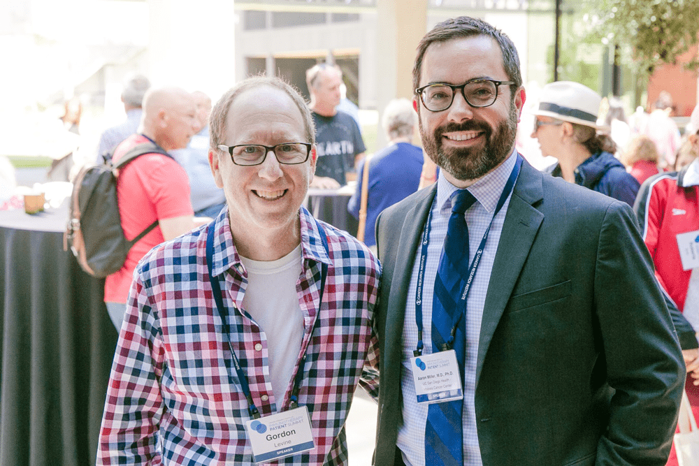 Gordon (L) and his oncologist Aaron M. Miller, M.D., Ph.D. (R) at the CRI Immunotherapy Patient Summit