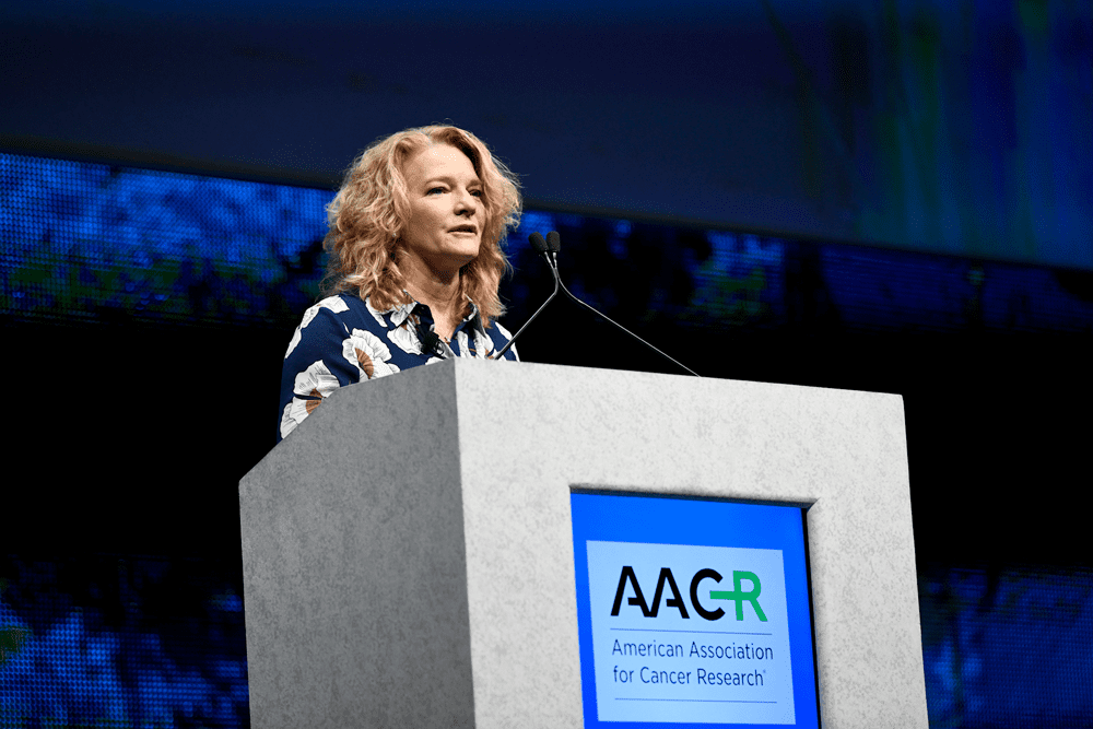 Elaine Mardis, Ph.D., speaking at AACR18